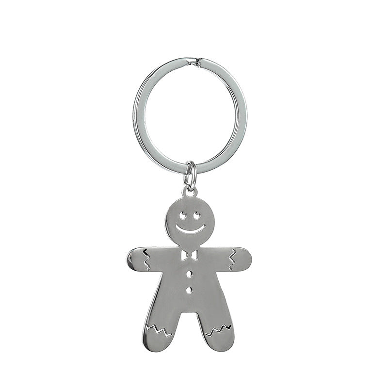 Wholesale Christmas Cartoon Gingerbread Man Stainless Steel Keychain